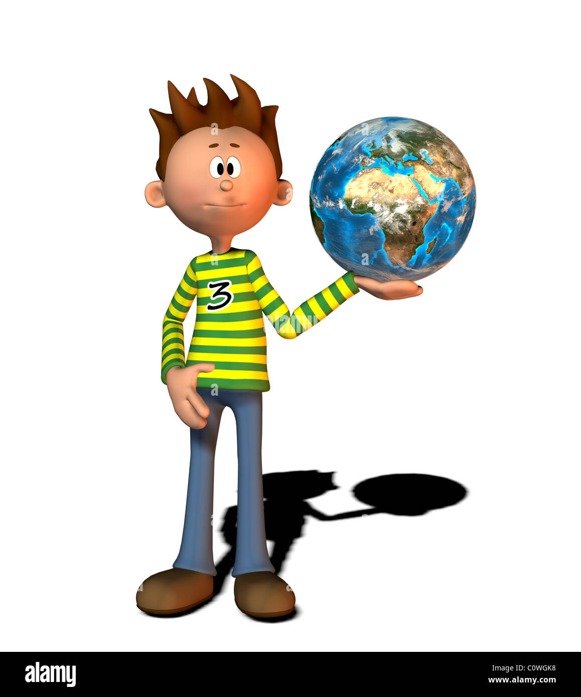 Ragazzo con globo in stile fumetto illustrazione Foto Stock