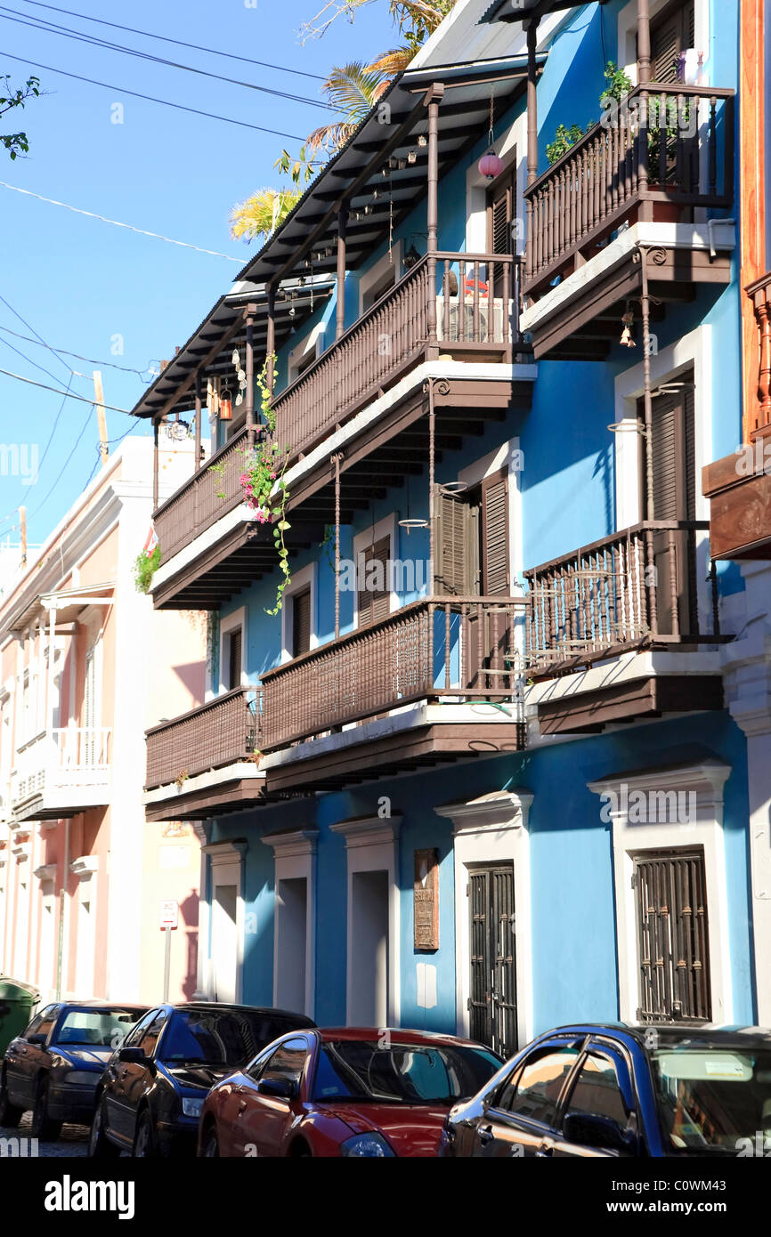 Stati Uniti d'America, Caraibi, Puerto Rico, San Juan, città vecchia, Architettura coloniale Foto Stock