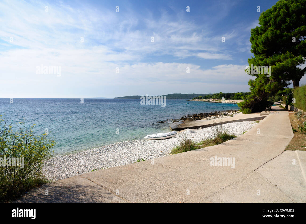 Spiaggia vuota, Silba, Croazia Foto Stock