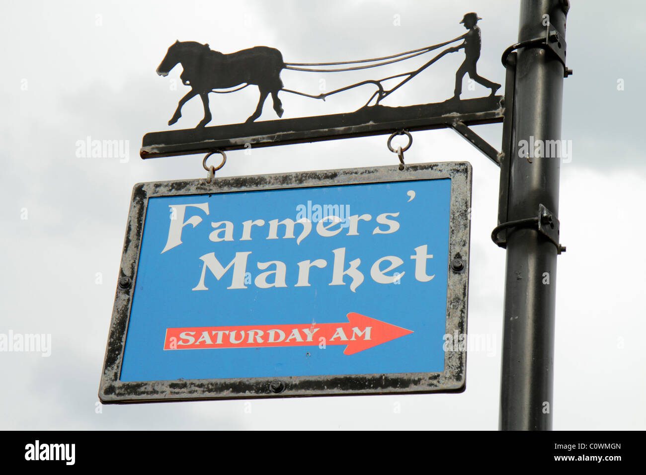 Florida Seminole County, Orlando, Sanford, First 1st Street, cartello, logo, mercato agricolo, americana, cavalli, aratro, visitatori viaggio turistico tour Foto Stock