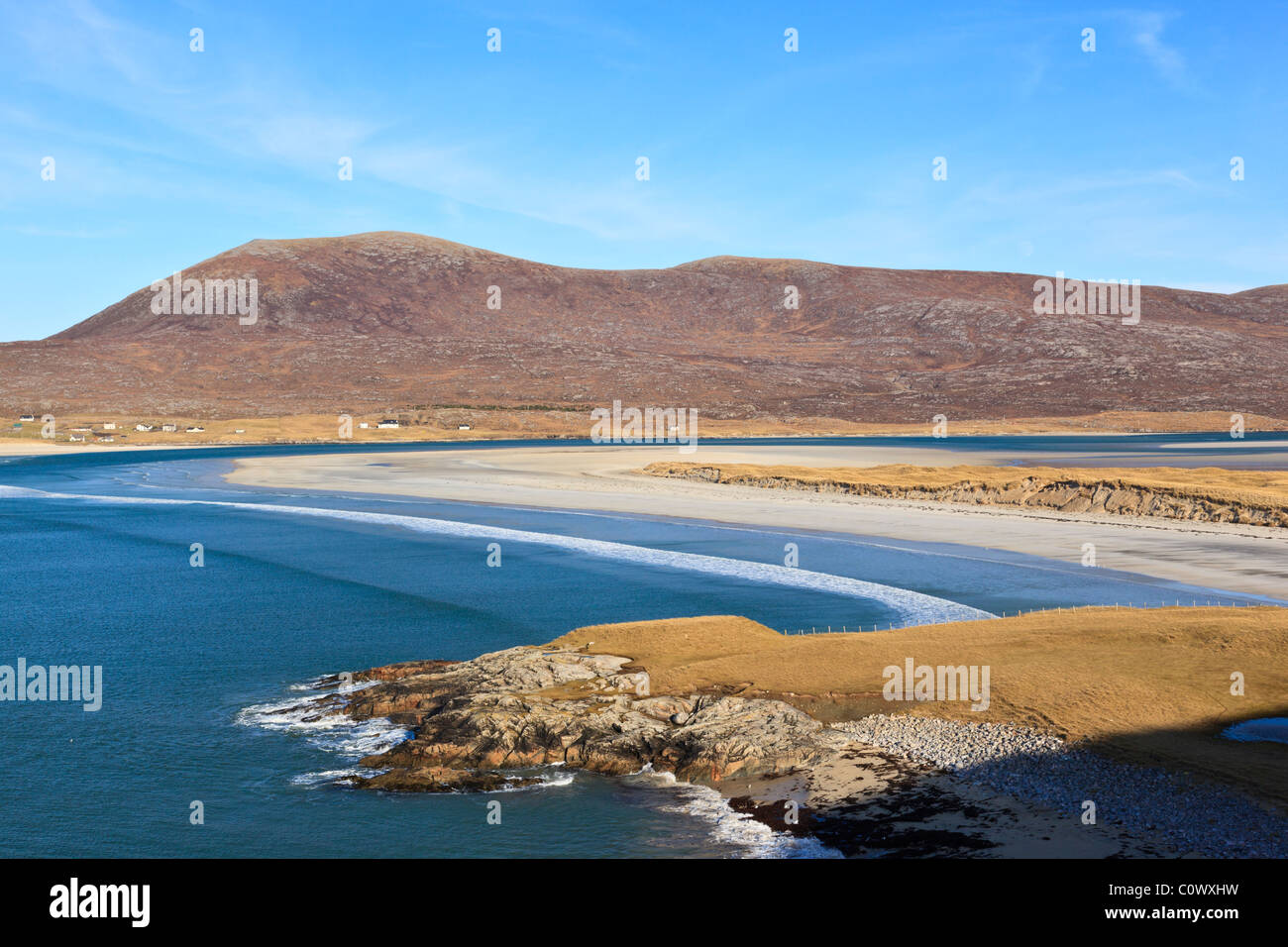 Estuario Luskentire compresi Seilebost beach, Isle of Harris, Scozia. Foto Stock