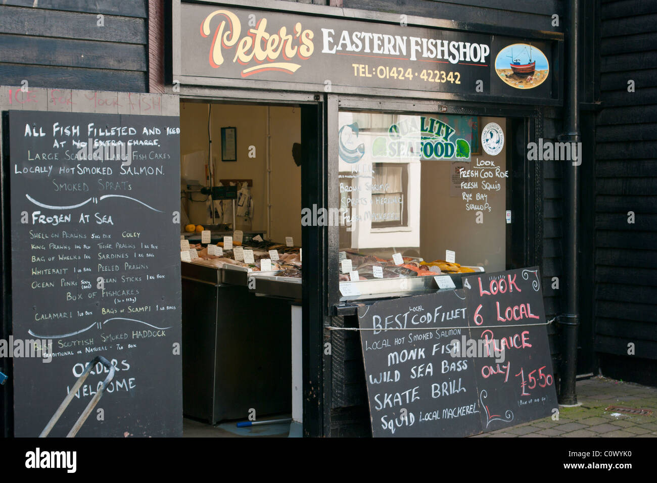 Pescherie Hastings East Sussex England Foto Stock