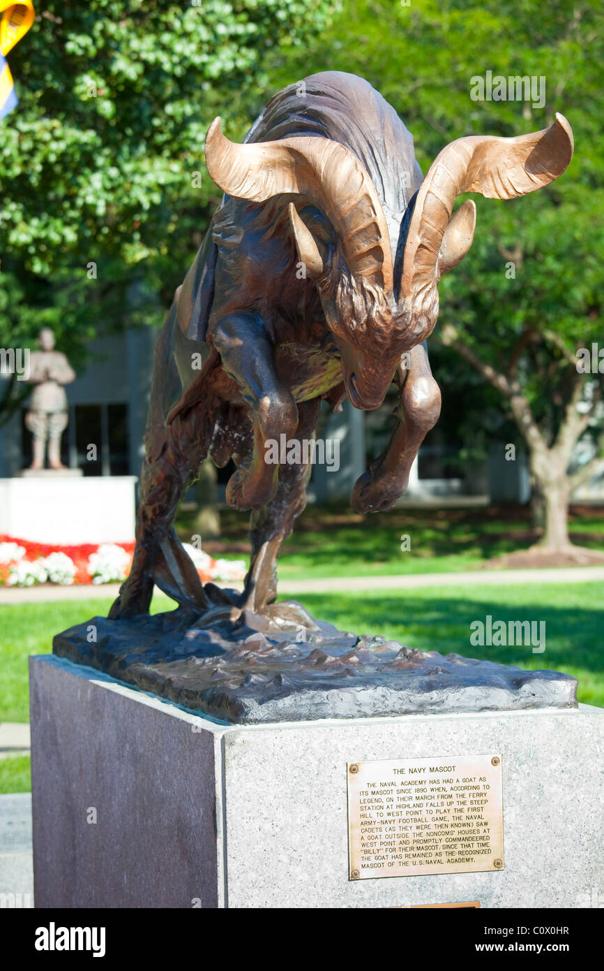 UNSA Mascotte statua, US Naval Academy, Annapolis, Maryland Foto Stock