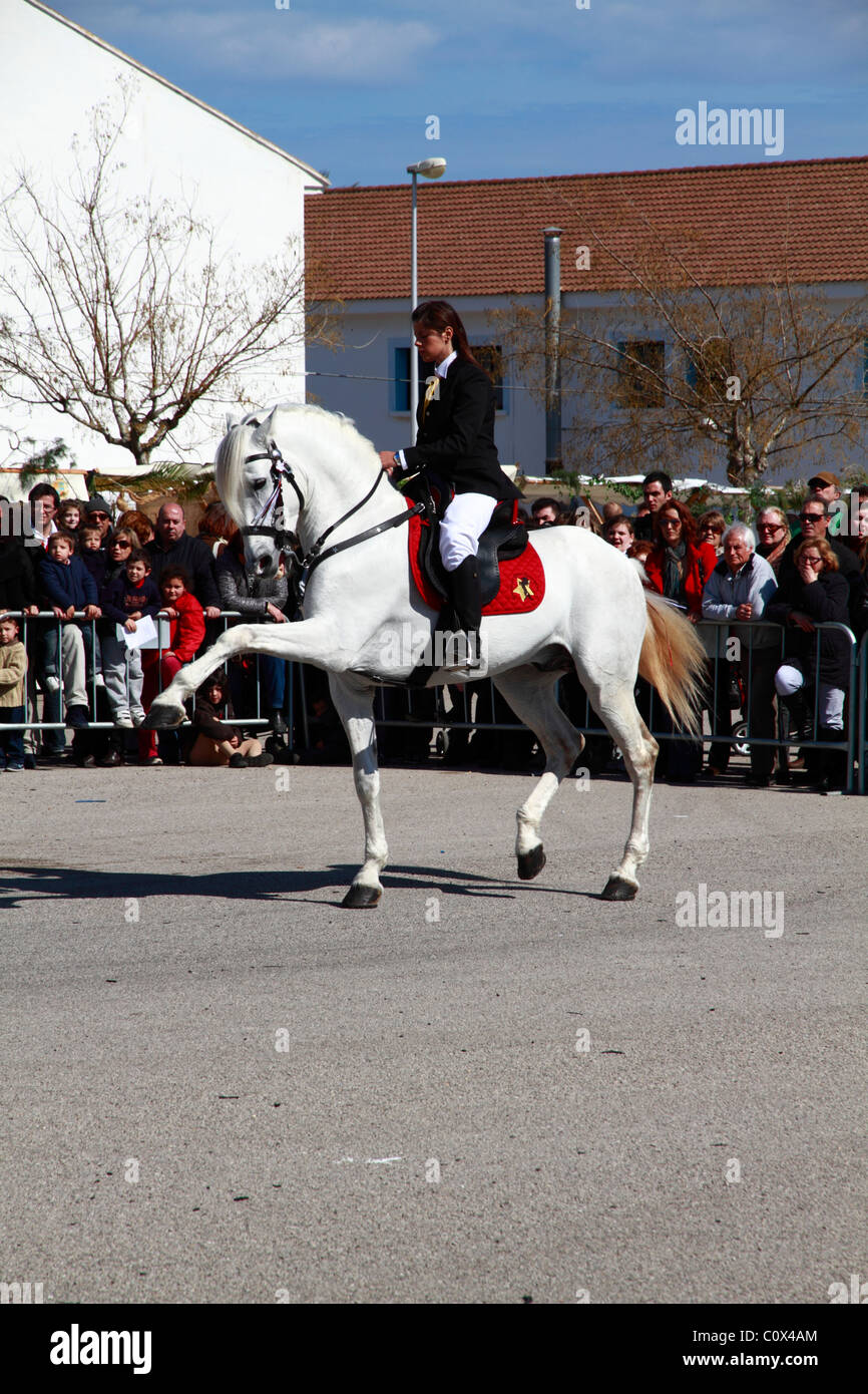 Rider eseguendo minorchina dressage Foto Stock