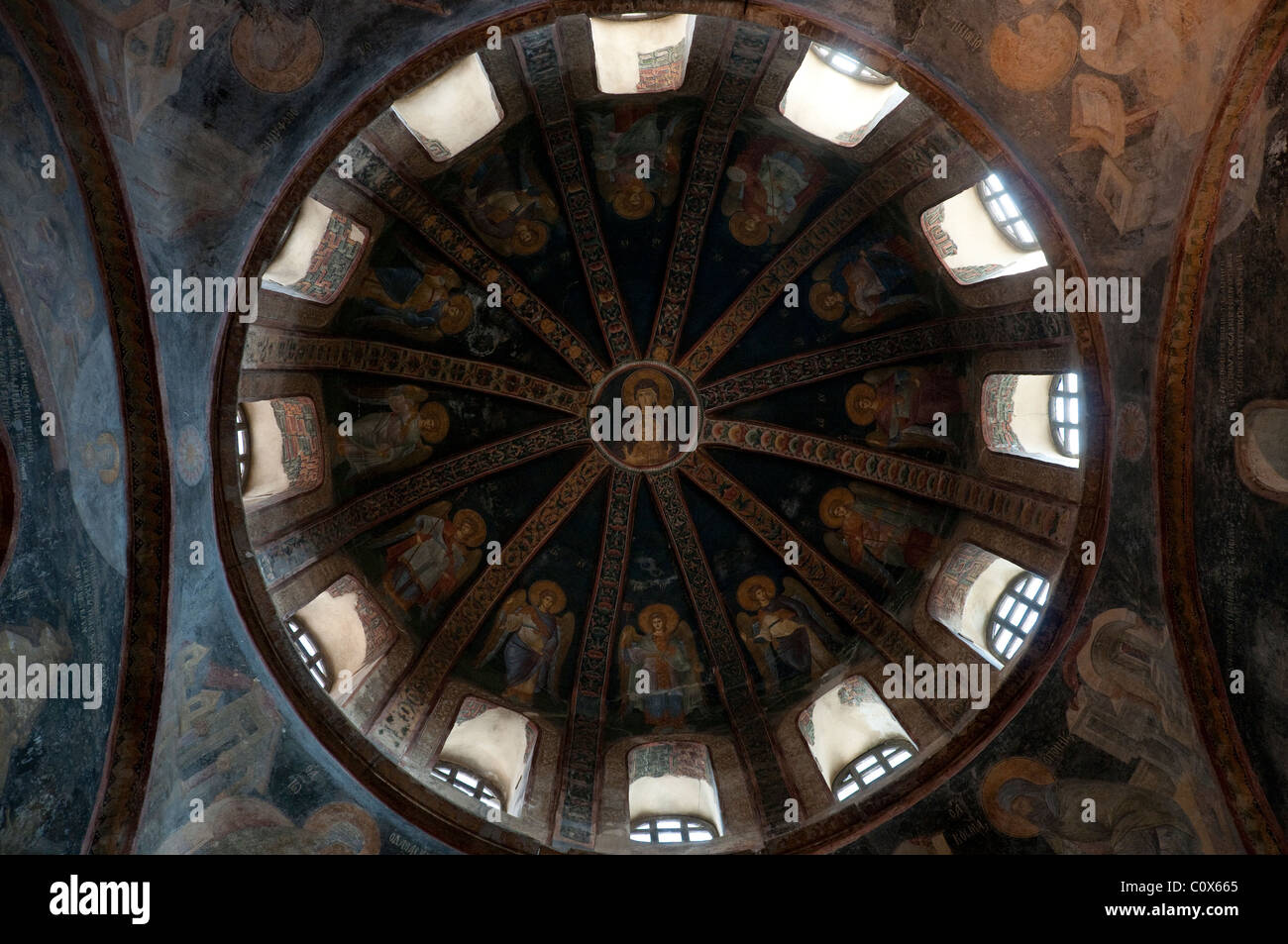 Mosaici e fregi, Kariye moschea, Istanbul Foto Stock