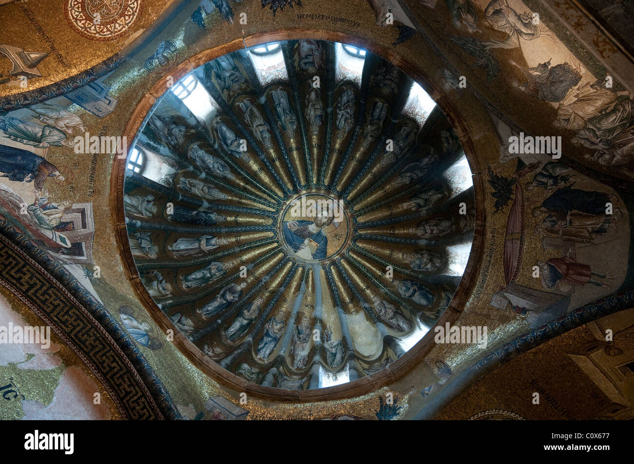 Il soffitto e la cupola della moschea di Kariye Istanbul Foto Stock