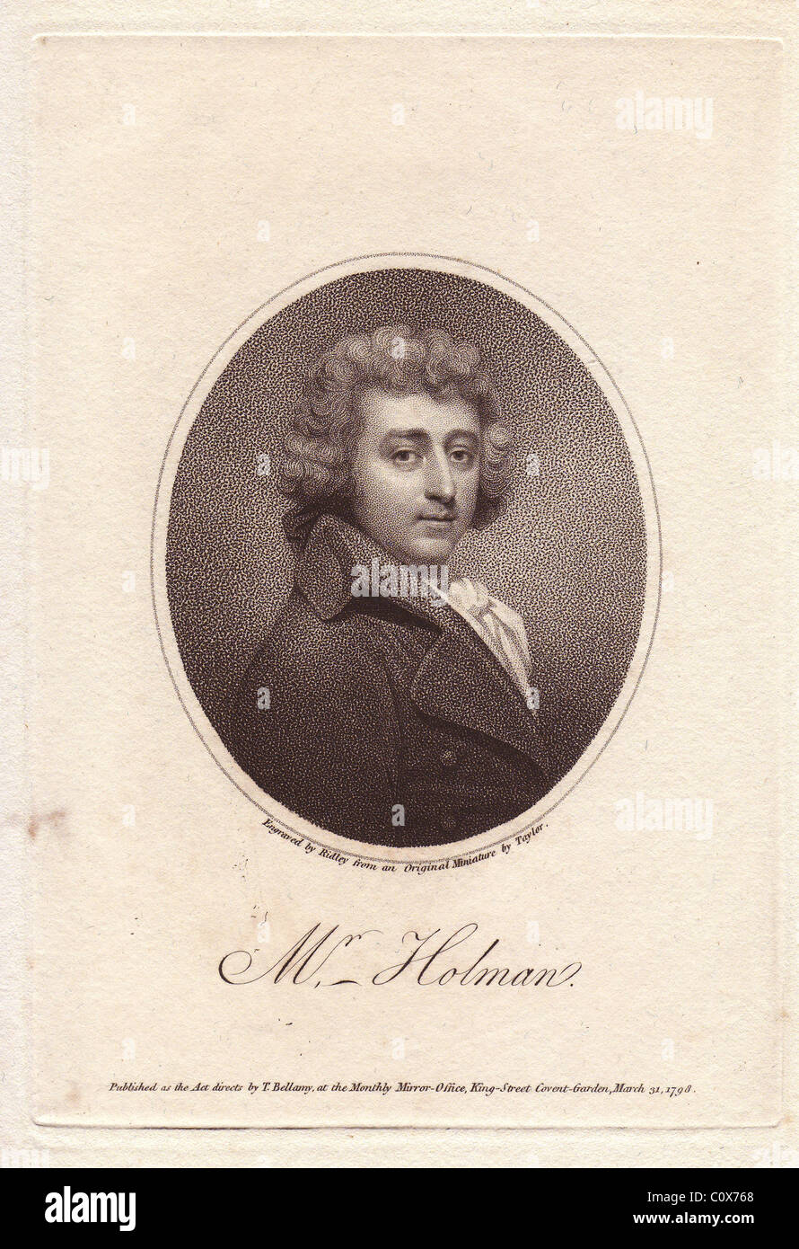 Il sig. Joseph George Holman (1764-1817), inglese attore di scena. Foto Stock