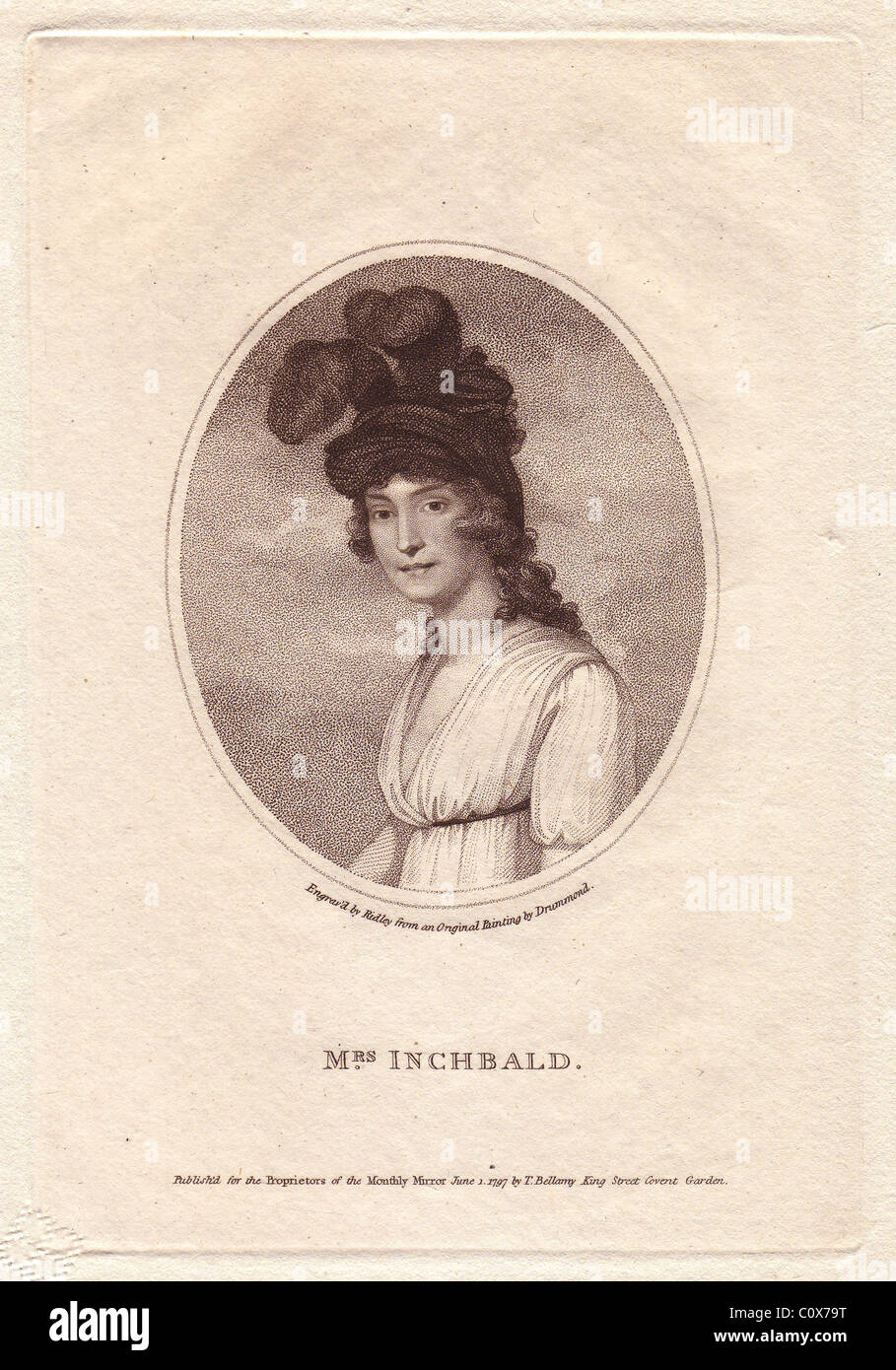 La sig.ra Elizabeth Inchbald (1753-1821), romanziere inglese, drammaturgo e attrice, autore del gioco " per gli amanti dei voti." Foto Stock