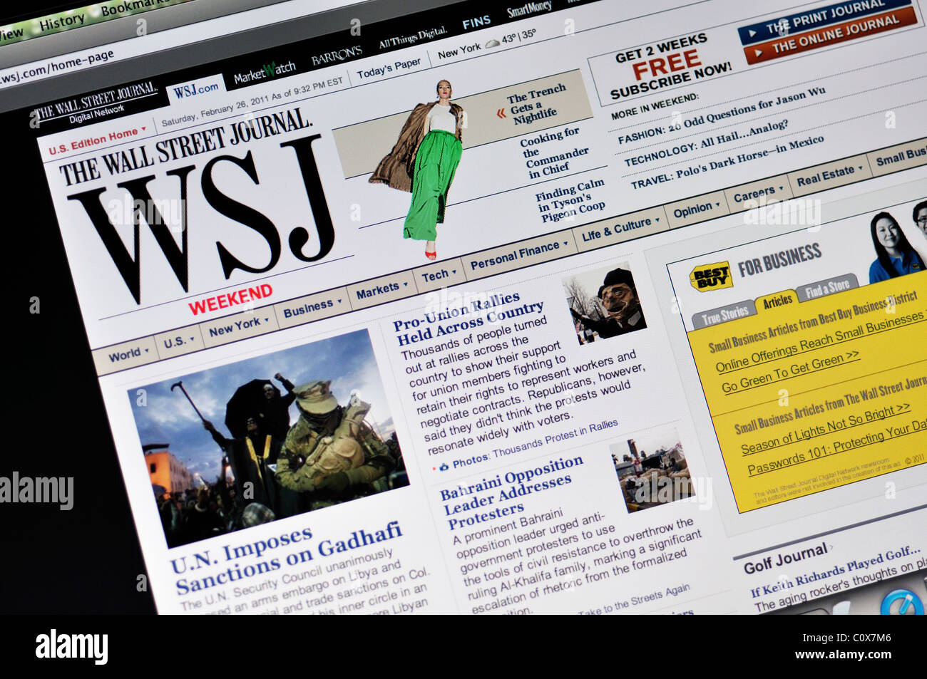Wall Street Journal sito web giornale Foto Stock