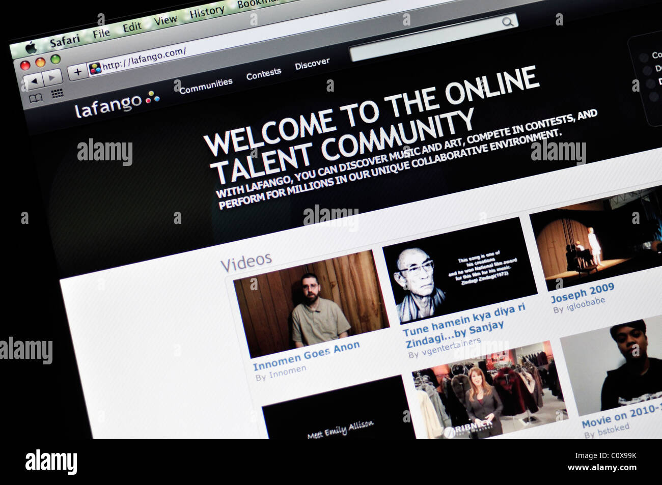 Sito web Lafango - social media sito web per il caricamento e la condivisione di un numero illimitato di supporti e file Foto Stock