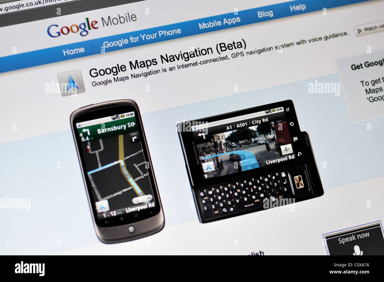 Applicazioni per telefoni cellulari sito web Foto Stock