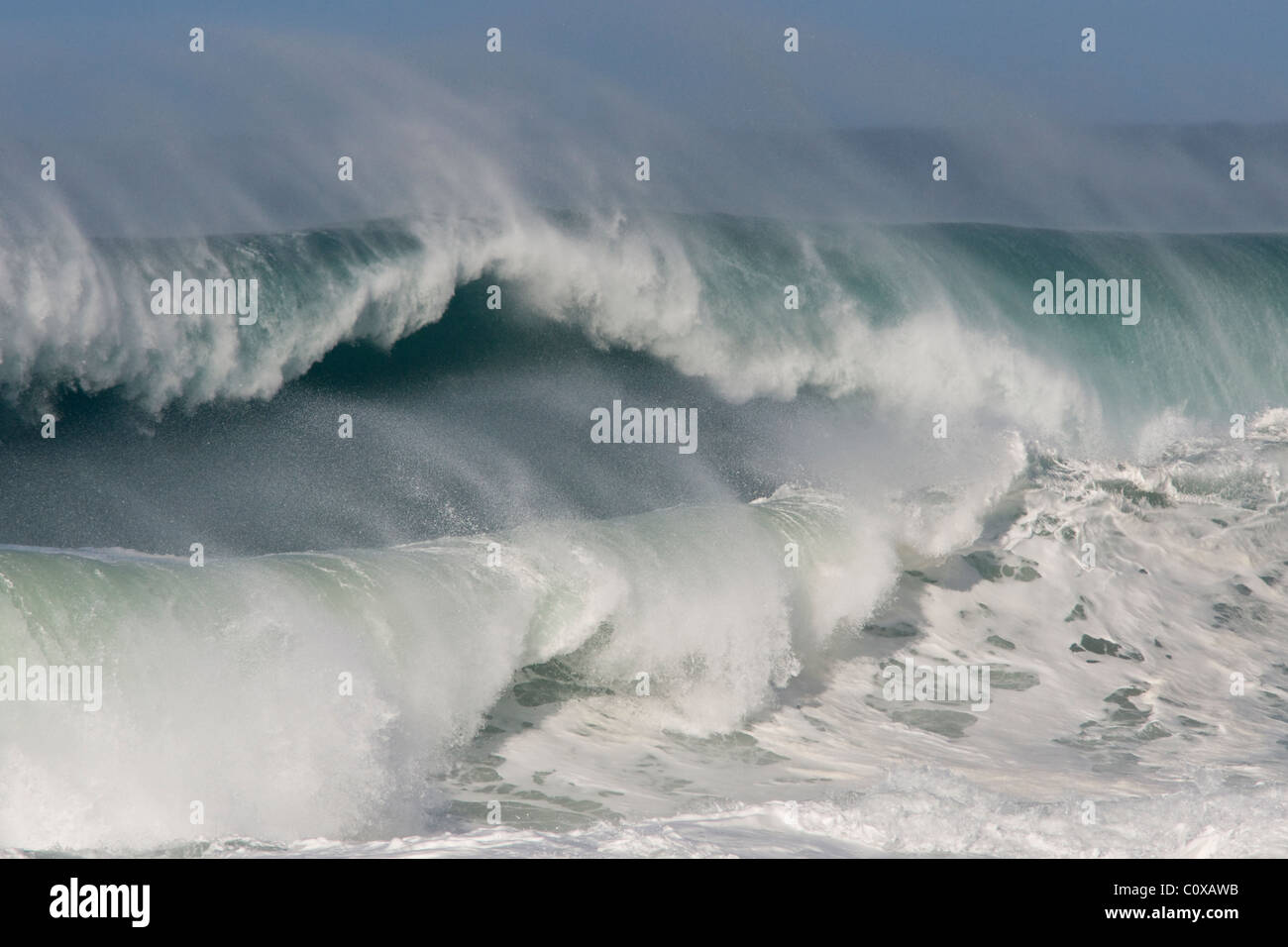 Tempesta di surf, Onda Tsunami Foto Stock