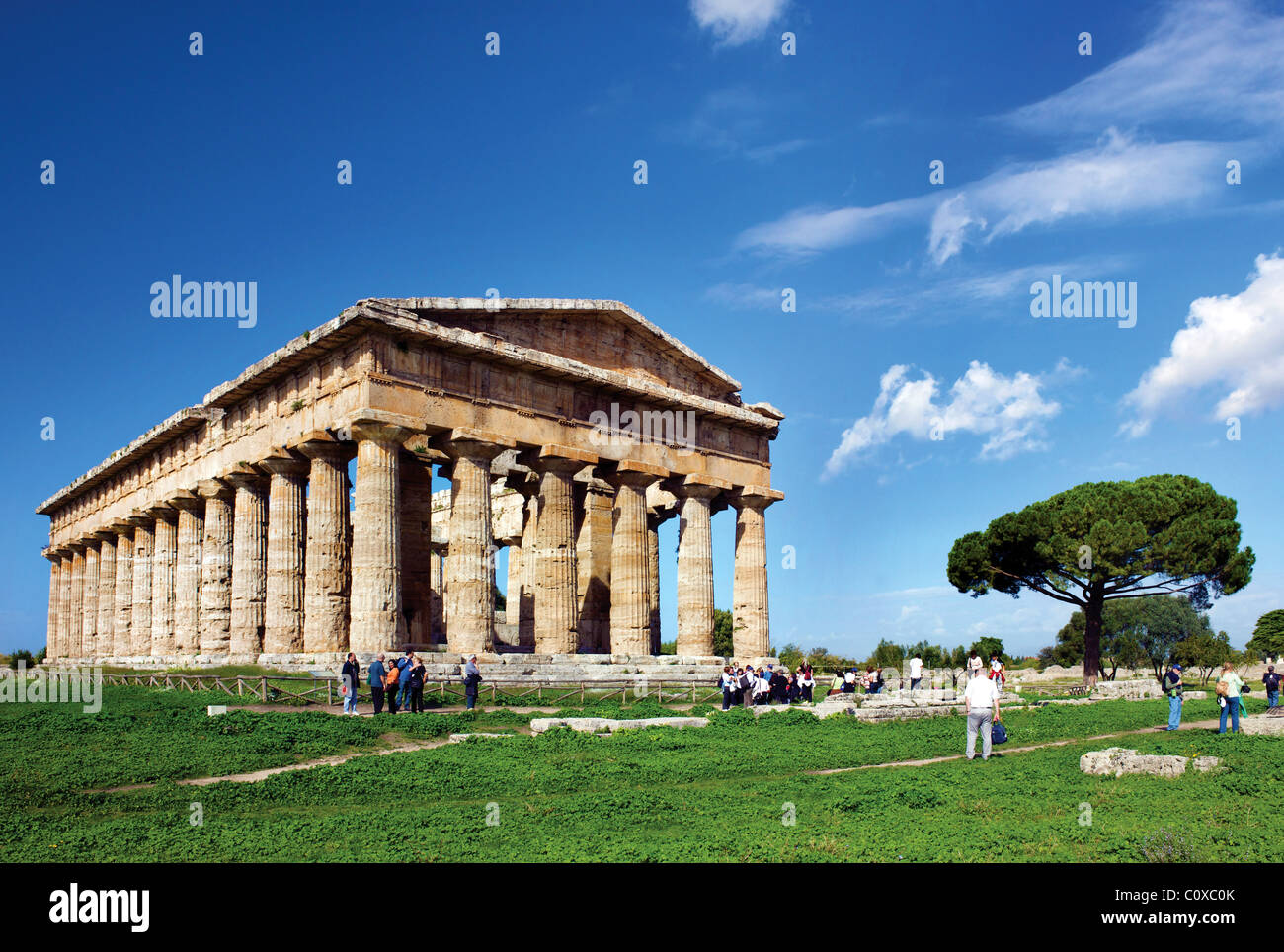 Paestum,l'Italia,Tempio greco di Nettuno,costruito 450 A.C. Foto Stock