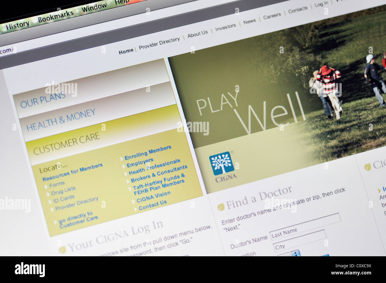 CIGNA sito web - global health service e la compagnia di assicurazioni Foto Stock