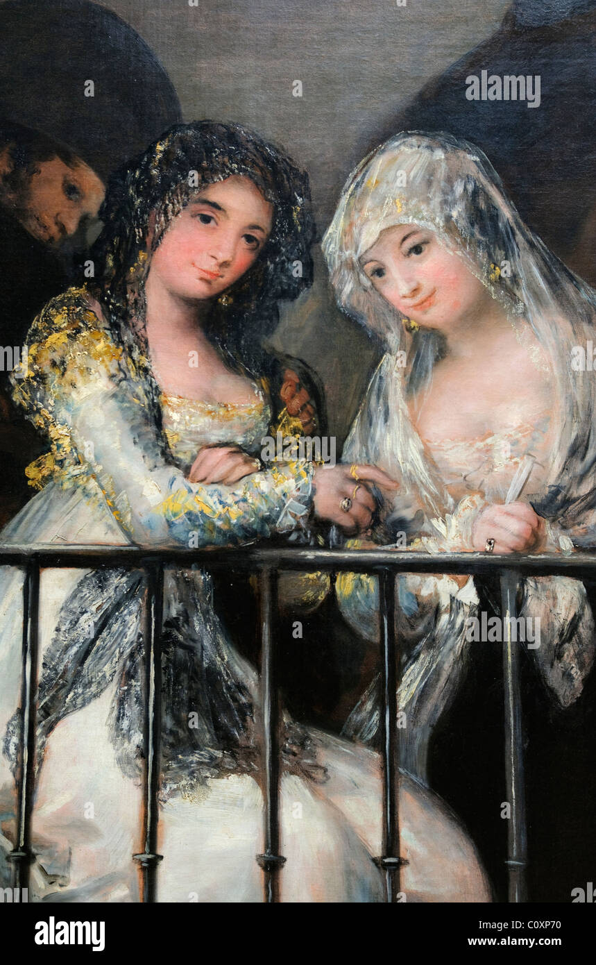 Dettaglio: Majas su un balcone, attribuita a Francisco de Goya y Lucientes, Spagnolo, 76 3/4 x 49 1/2in 194 9 x 125 7cm, il Metropolita Foto Stock
