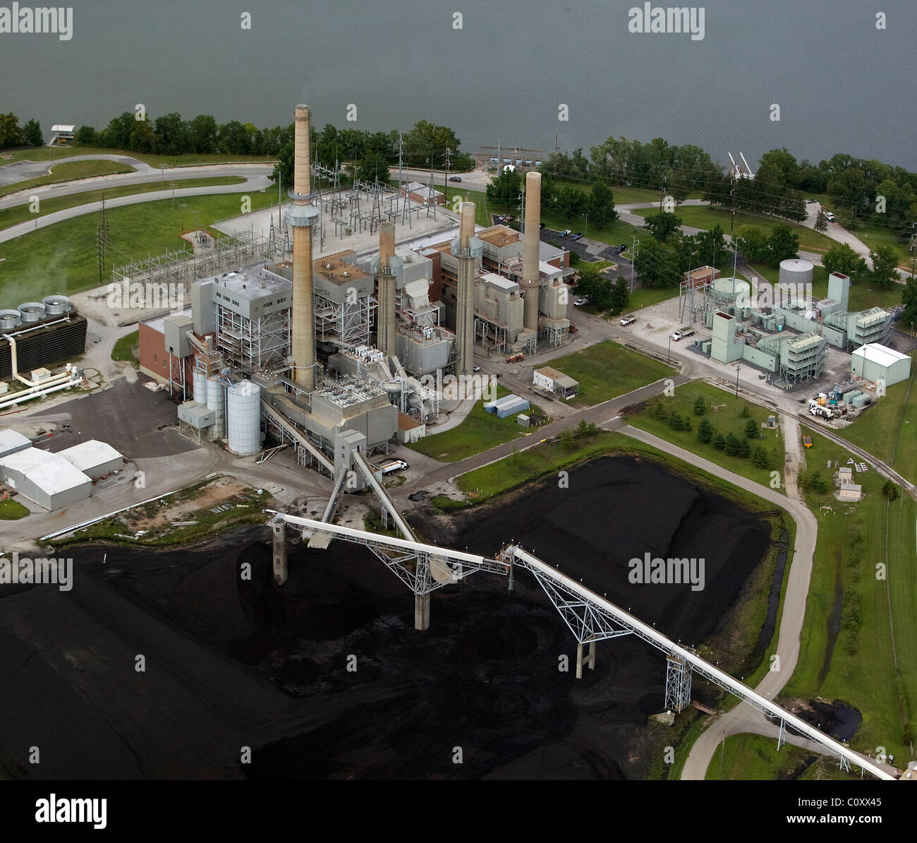 Vista aerea sopra centrali a carbone vegetale Missouri Foto Stock