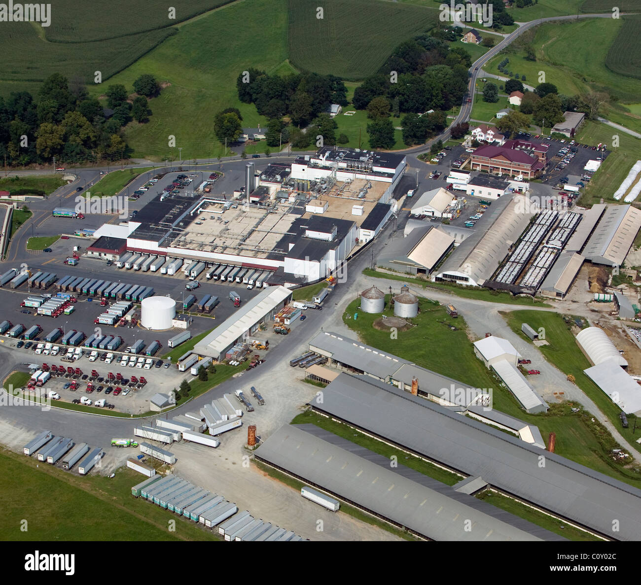 Vista aerea sopra la Turchia Hill Dairy Lancaster County Pennsylvania Foto Stock
