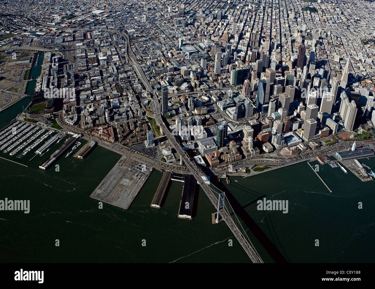 Vista aerea al di sopra di San Francisco in California Foto Stock