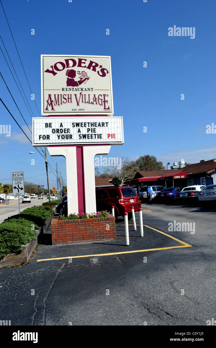 Segno per Yoder il villaggio Amish Ristorante, Sarasota Florida Foto Stock