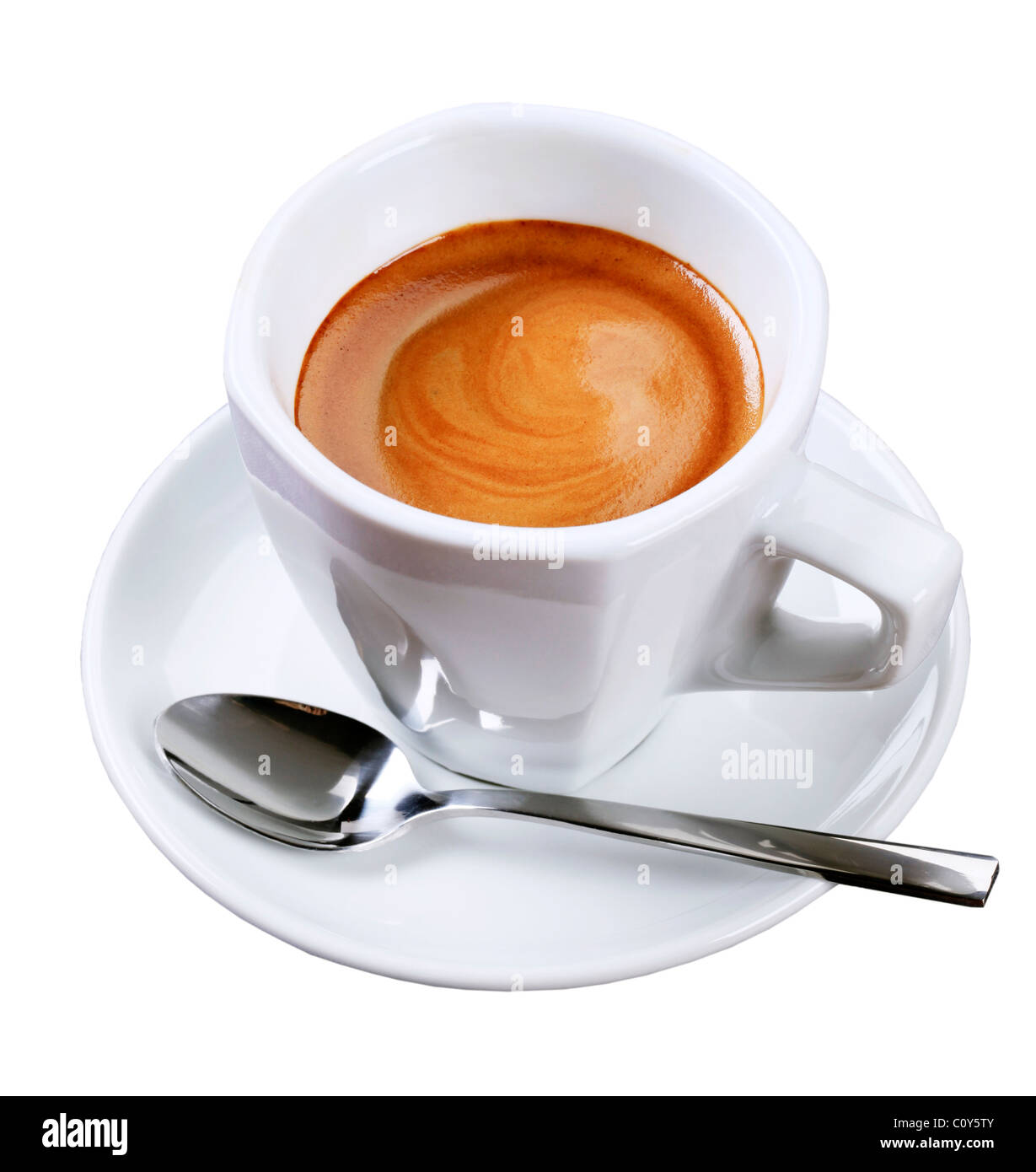 Tazza di caffè espresso con golden schiuma marrone Foto Stock
