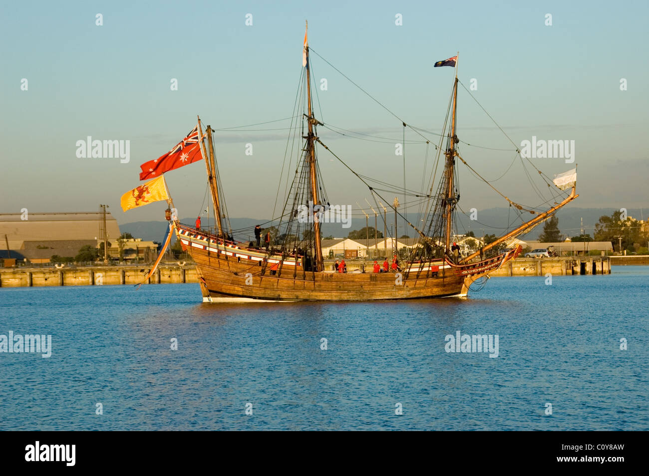 La replica del xvii secolo nave olandese il Duyfken, Adelaide, Australia del Sud Foto Stock