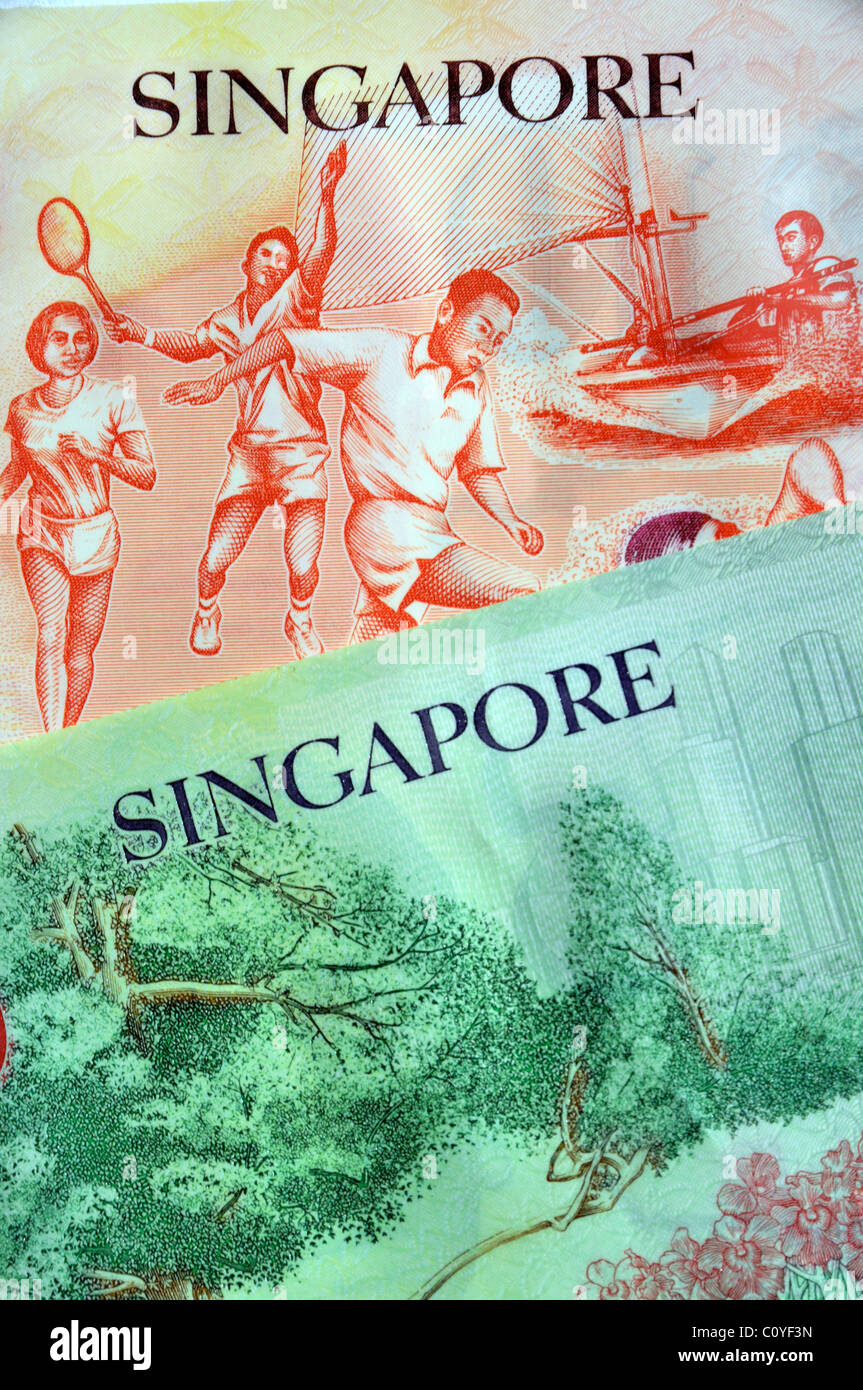 Le banconote di Singapore Foto Stock