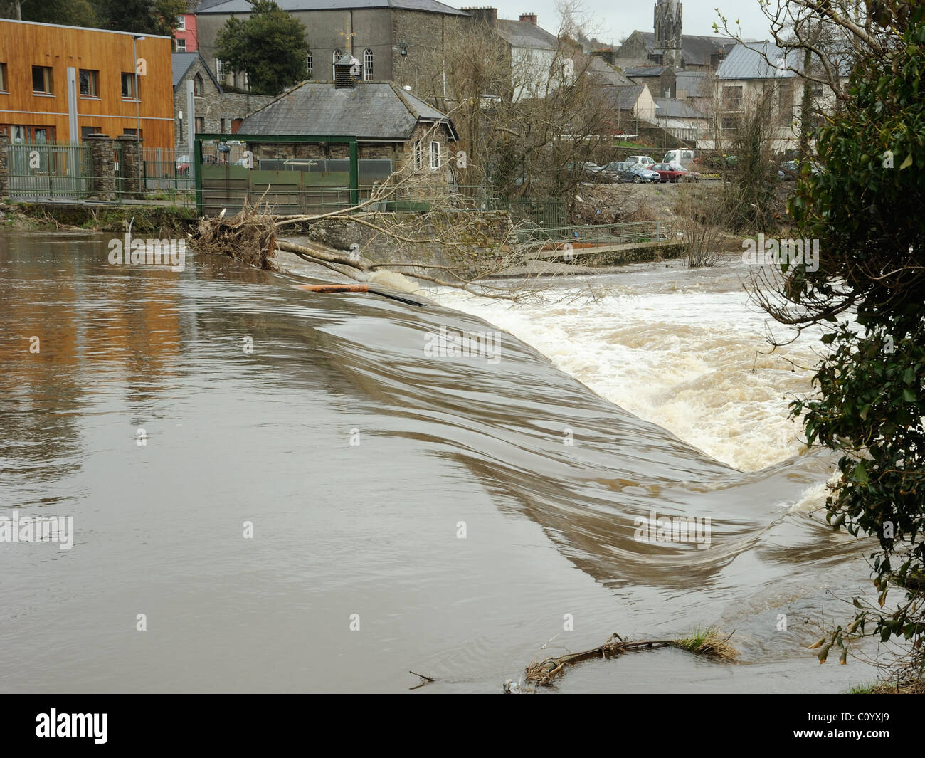 Fiume Bandon weir Foto Stock