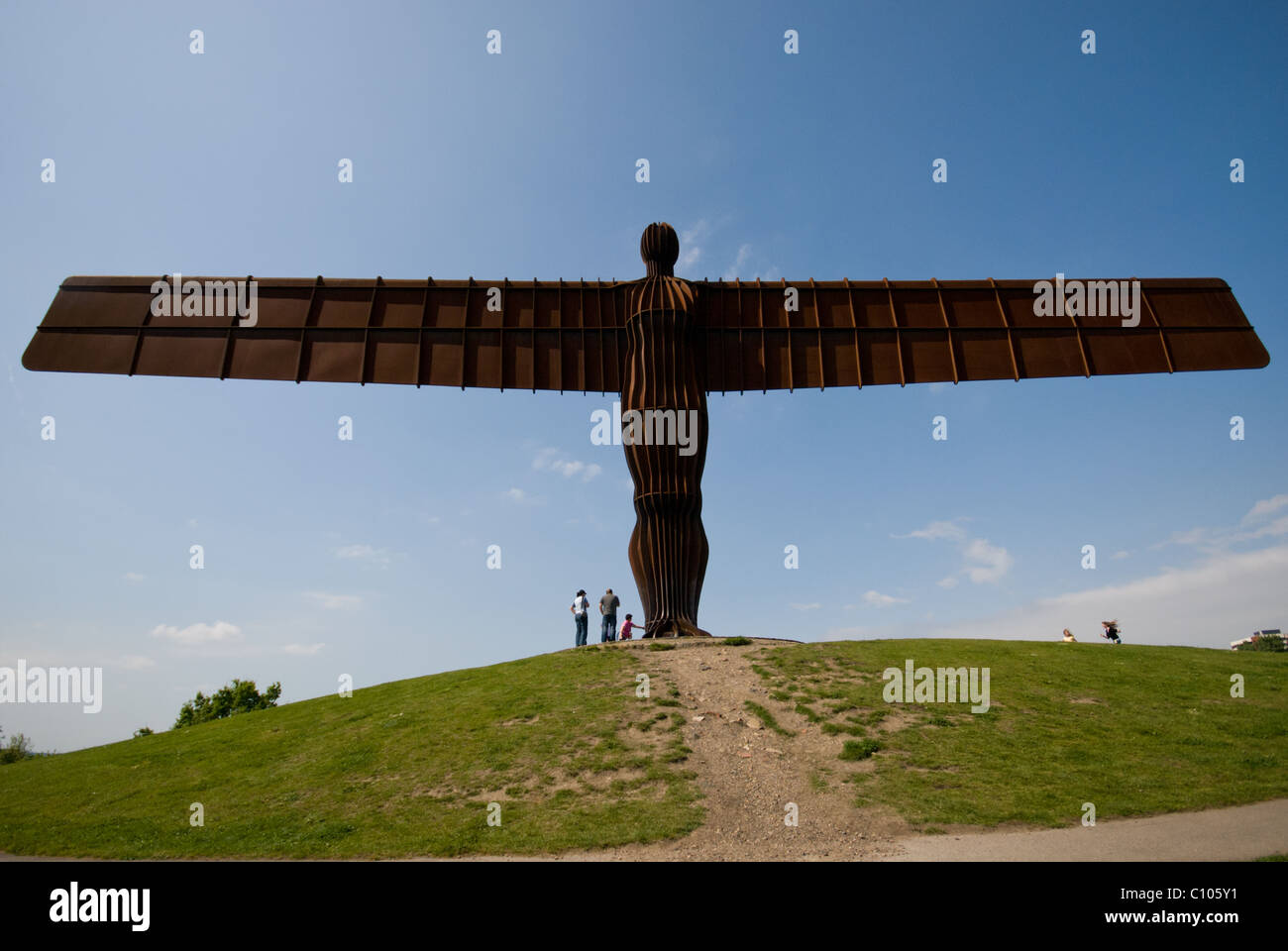 Una fotografia di un angelo del Nord su cui si affaccia la A1 a Teeside, nei pressi di Newcastle e Tyneside Foto Stock