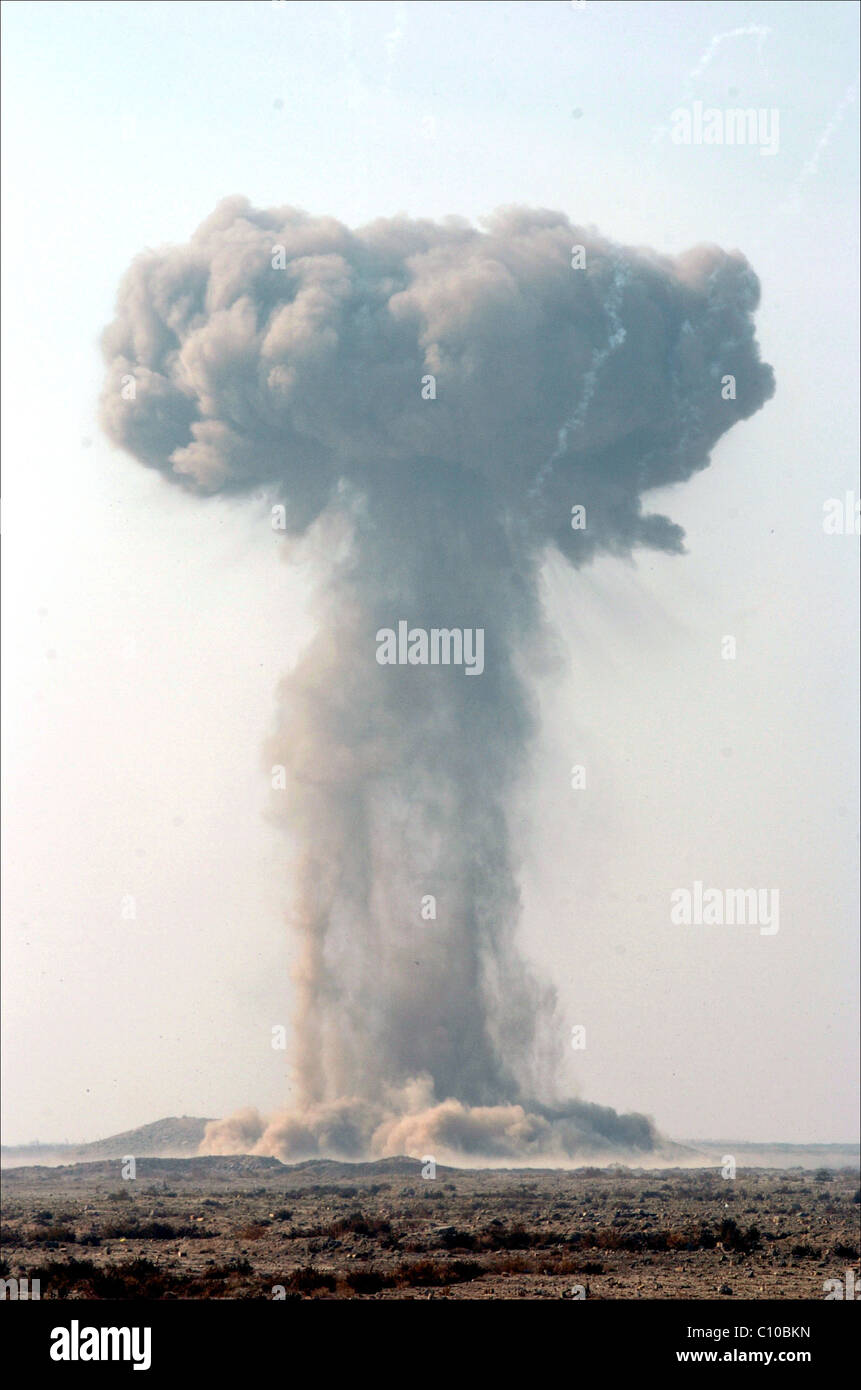 Fungo forme cloud dopo 3 tonnellate di vecchie munizioni è fatta esplodere i Royal Engineers in Iraq Foto Stock