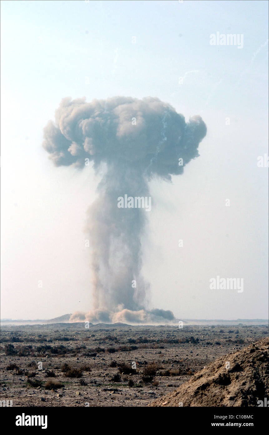 Fungo forme cloud dopo 3 tonnellate di vecchie munizioni è fatta esplodere i Royal Engineers in Iraq Foto Stock