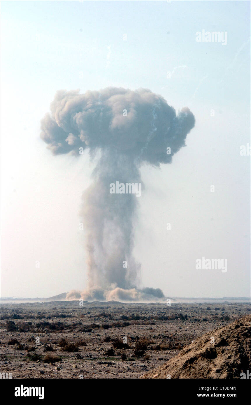 Fungo forme cloud dopo 3 tonnellate di vecchie munizioni è fatta esplodere i Royal Engineers in Iraq Foto Stock