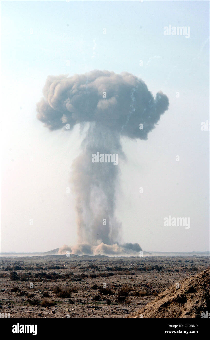 Fungo forme cloud dopo 3 tonnellate di vecchie munizioni è fatta esplodere i Royal Engineers in Iraq Foto Stock