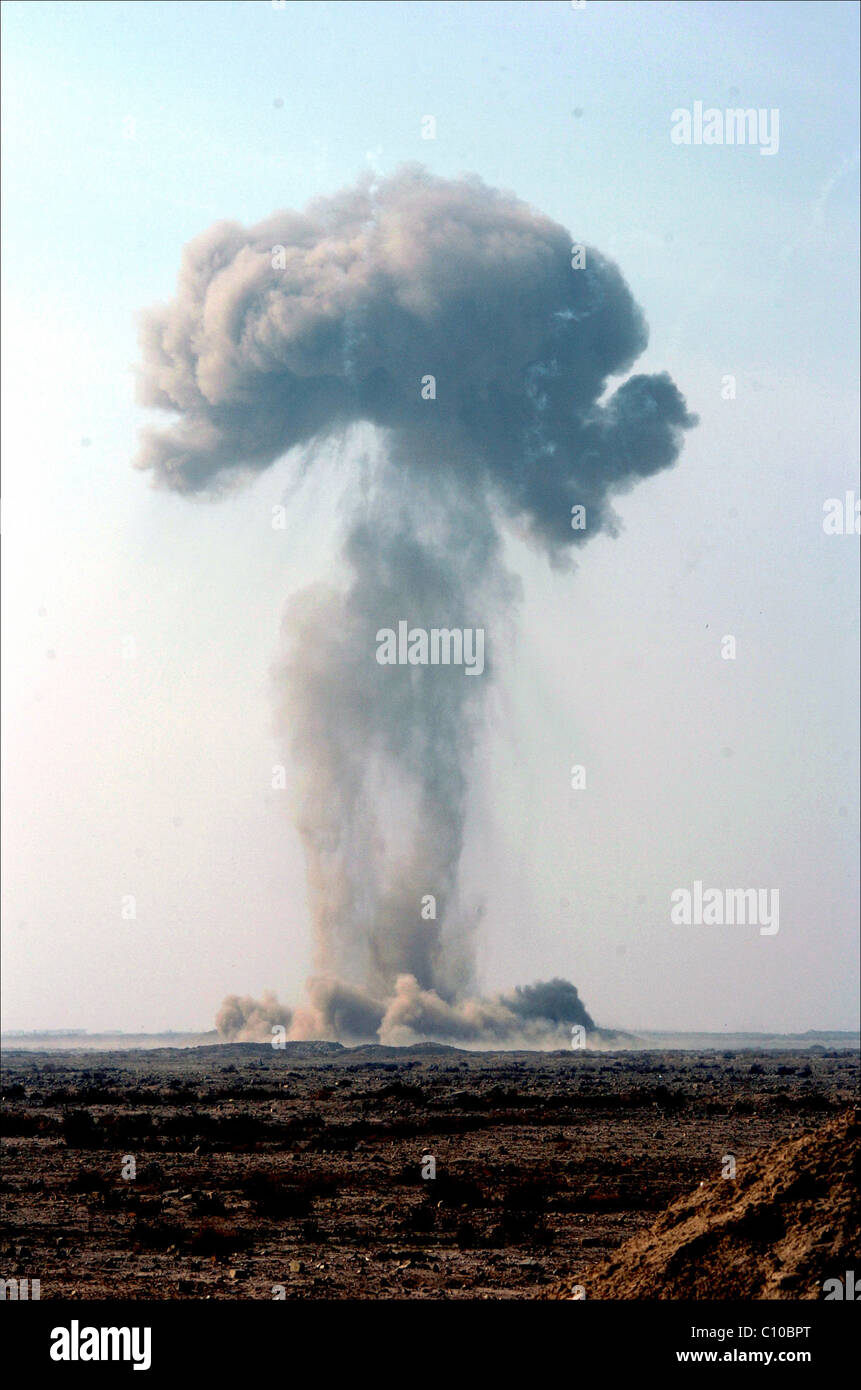 Fungo forme cloud dopo 3 tonnellate di vecchie munizioni è fatta esplodere i Royal Engineers in Iraq Foto Stock