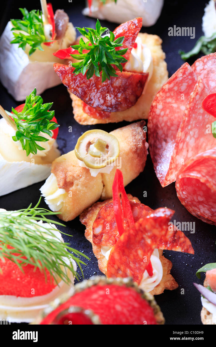 Varietà di antipasti - Vista dettagliata Foto Stock