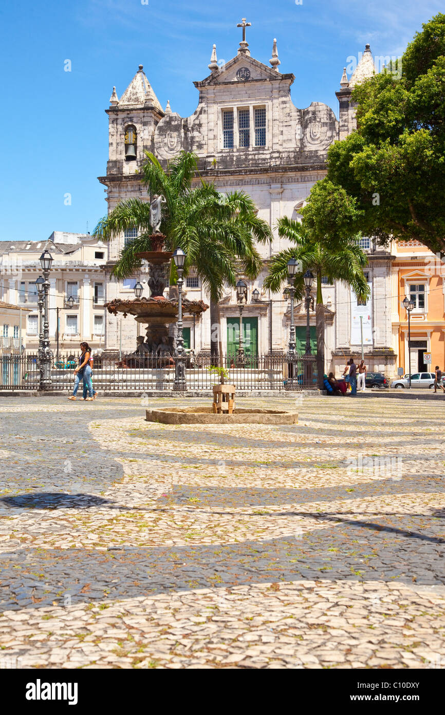 Cattedrale di Salvador, Torreio de Gesù Square, Salvador, Brasile Foto Stock