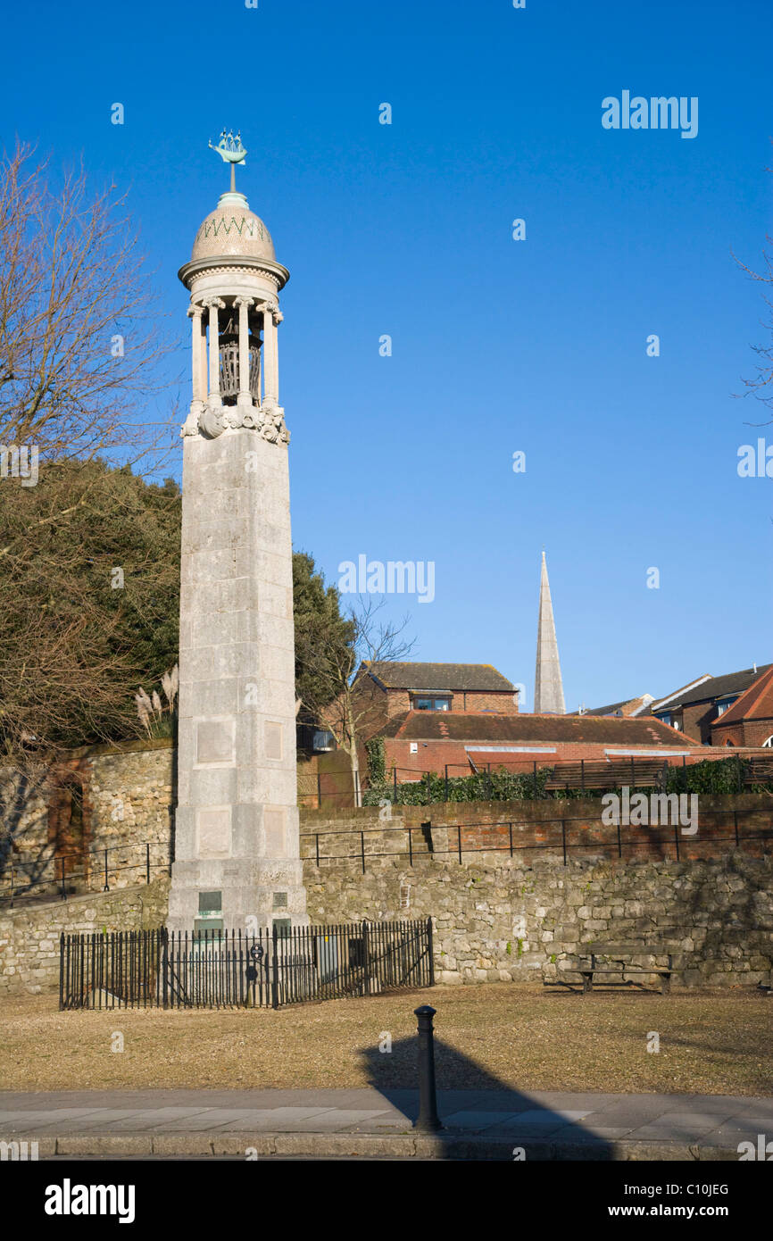 Il Mayflower Memorial, Town Quay, Southampton, Hampshire, Inghilterra, Regno Unito, Europa Foto Stock