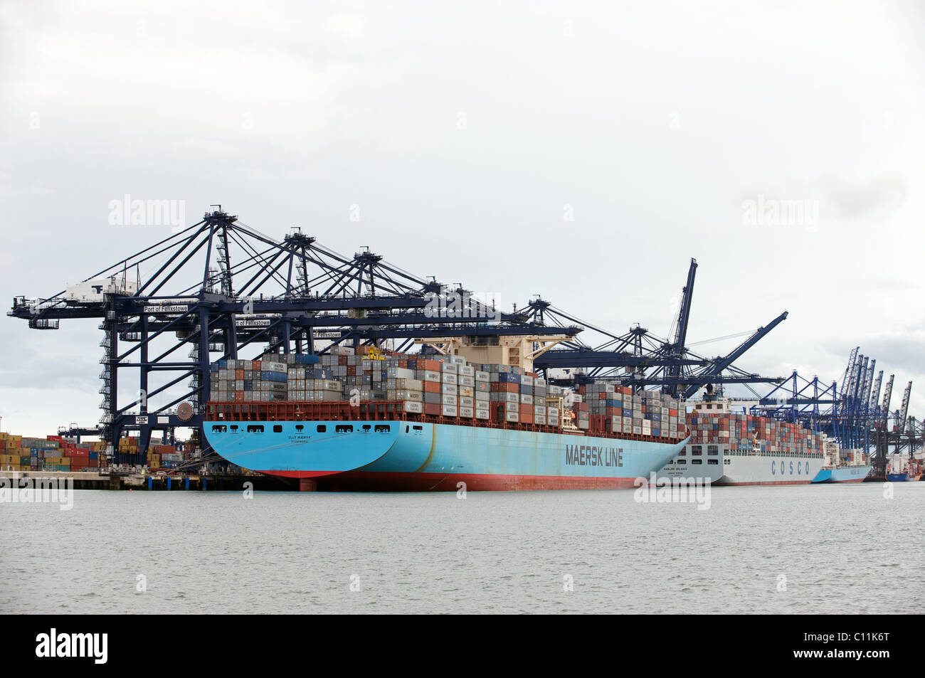 Le navi portacontainer, UK. Foto Stock