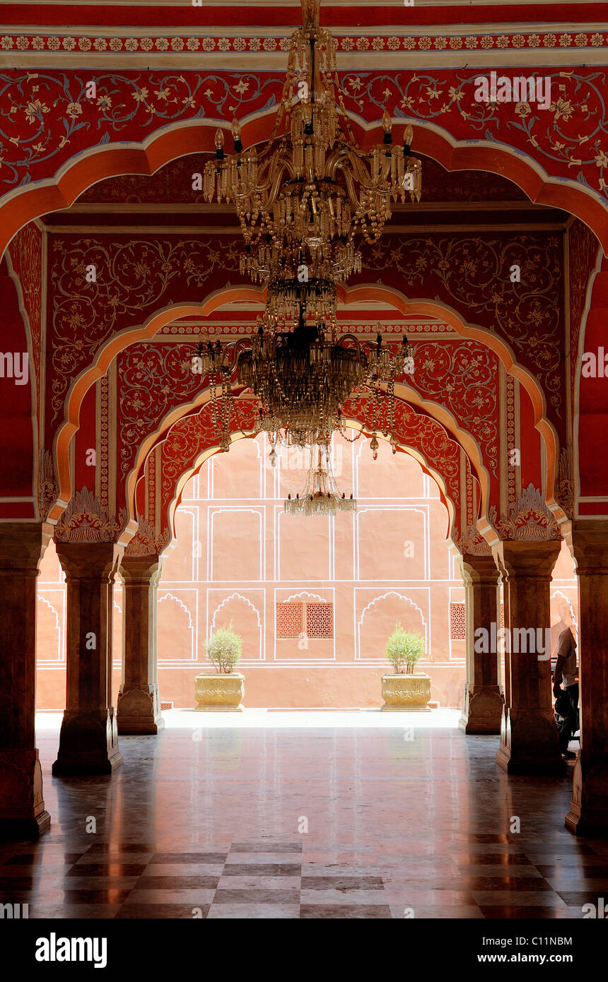 Diwan-i-Khas, all'interno del palazzo di Jaipur, Jaipur India Foto Stock