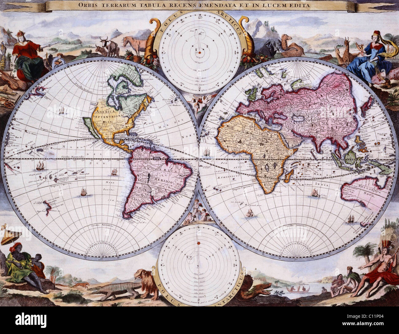 Antica mappa del mondo Foto Stock