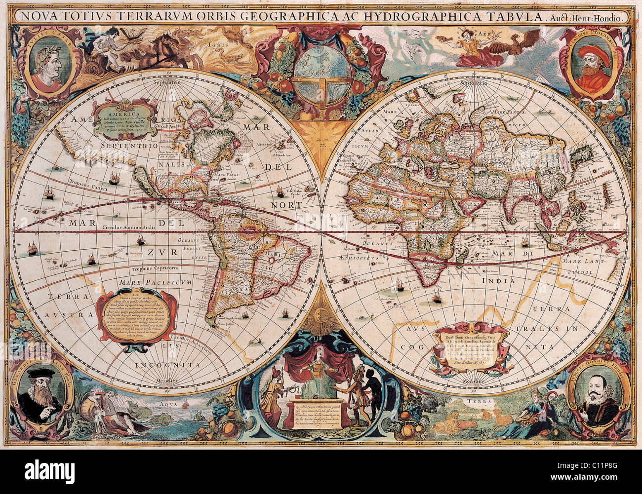 Antica mappa del mondo Foto Stock