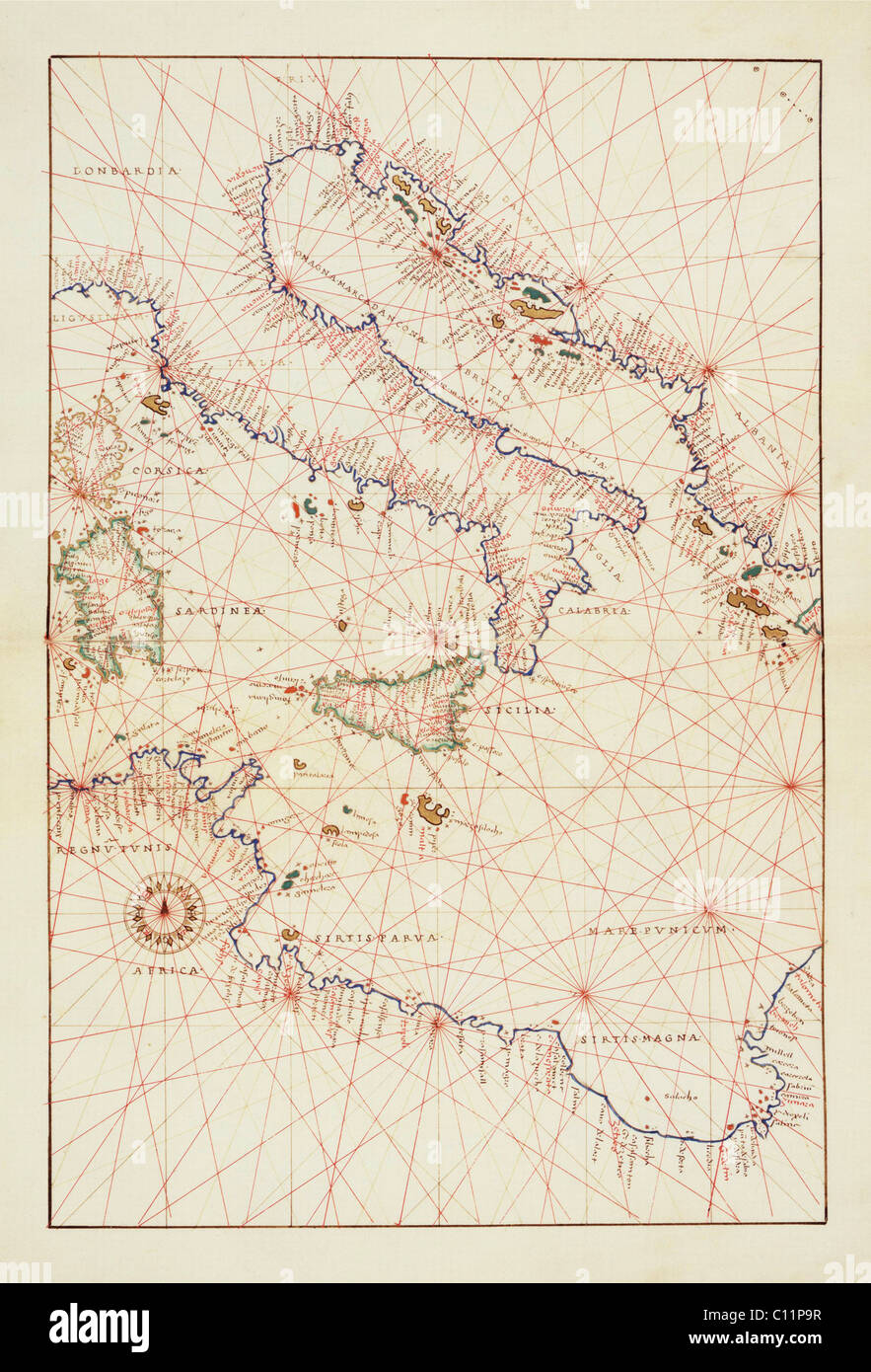 Vecchia mappa Foto Stock