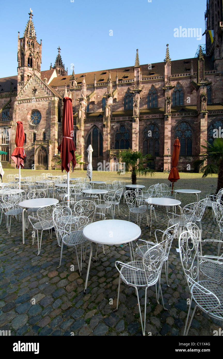 Muenstermarktplatz square, Freiburg, Baden-Wuerttemberg, Germania, Europa Foto Stock