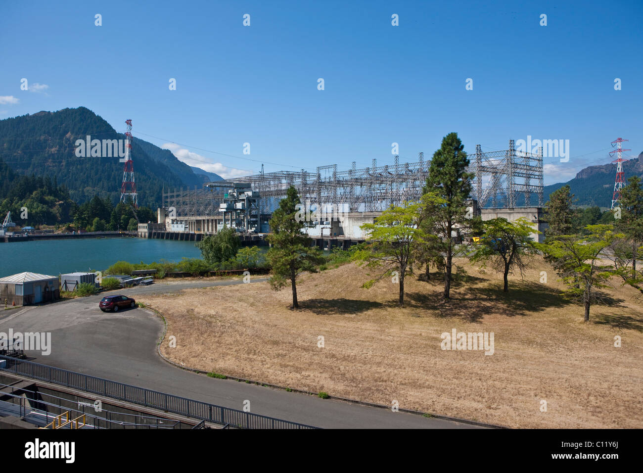 Impianto di alimentazione a Bonneville Dam, Bradford Isola, Orgeon, STATI UNITI D'AMERICA Foto Stock