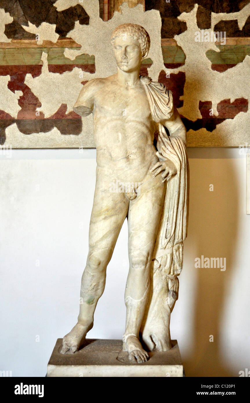 Statua del patrono dio Hermes, Museo Palatino, Palatino, Roma, Lazio, l'Italia, Europa Foto Stock