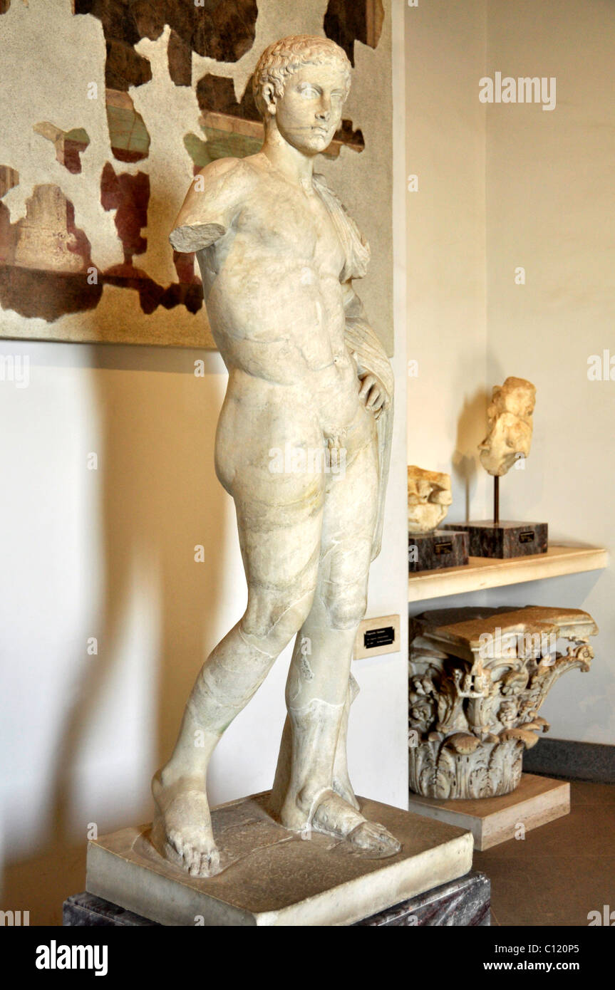 Statua del patrono dio Hermes, Museo Palatino, Palatino, Roma, Lazio, l'Italia, Europa Foto Stock
