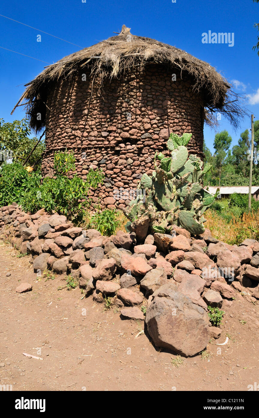 Tukul, capanna tradizionale, casa a Lalibela, Sito Patrimonio Mondiale dell'UNESCO, Amhara, Etiopia, Africa Foto Stock