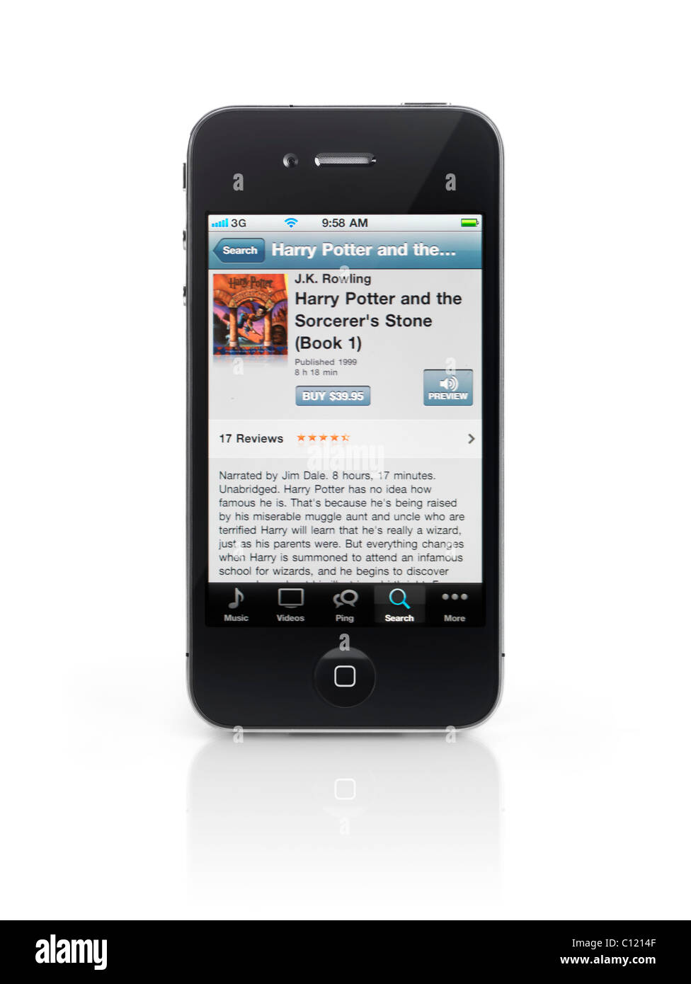 Audiolibri di Harry Potter a iTunes Store sul display di Apple iPhone 4 smartphone isolati su sfondo bianco Foto Stock