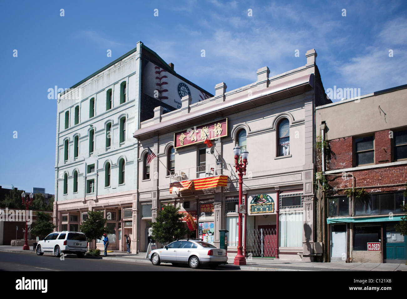 Casa nel quartiere cinese NW 3rd Ave, Portland, Oregon, Stati Uniti d'America Foto Stock