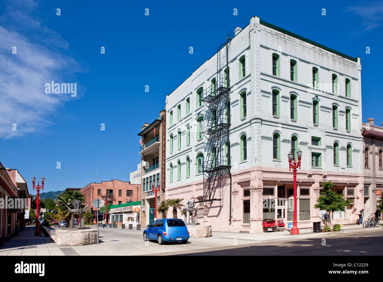 Casa tipica del quartiere cinese di NW 3rd Ave, Portland, Oregon, Stati Uniti d'America Foto Stock