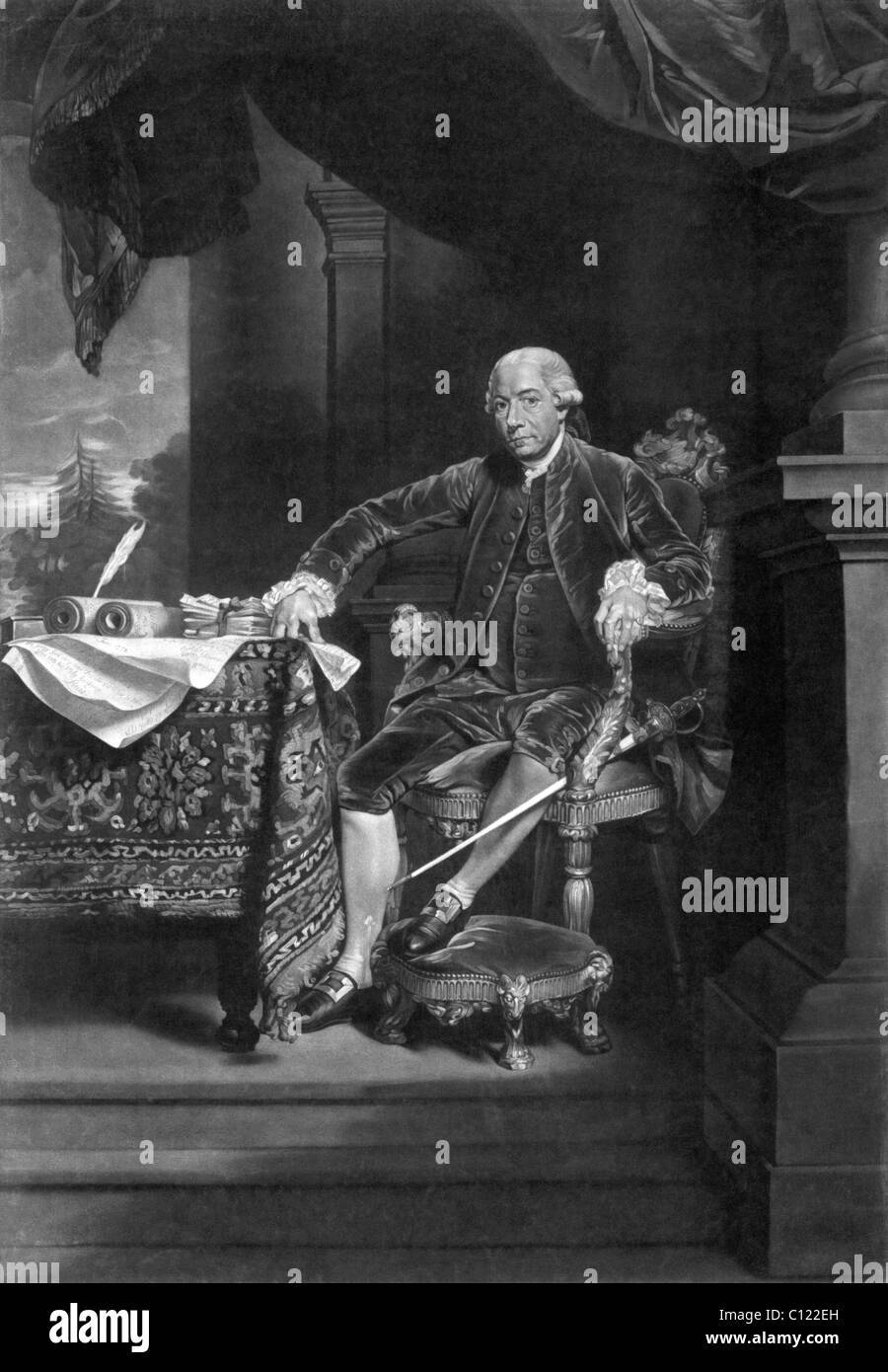 Vintage stampa Ritratto di statista americano Henry Laurens (1724 - 1792) - Presidente del Secondo Congresso continentale da 1777 a 1778. Foto Stock